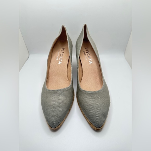NWT Viscata Roses Canvas Espadrille Wedge Pumps in Ash Gray Sz EURO 42/ US 11 - Picture 4 of 9